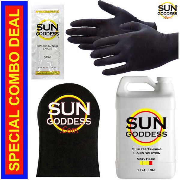 Best Spray Tan Solution - VERY DARK - 1 GALLON + Sunless Tanning Self Tanner Tan