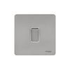 Schneider Electric Ultimate Screwless Flat Plate 16AX Intermediate Switch Stainless Steel White Insert