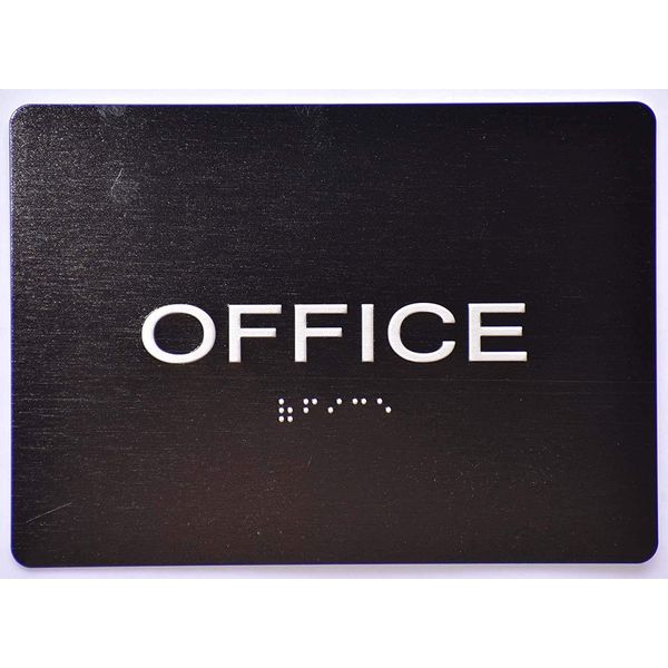 Office Door Sign -Black(Aluminium, Black/Silver,Size 5x7) The...REF24-1027