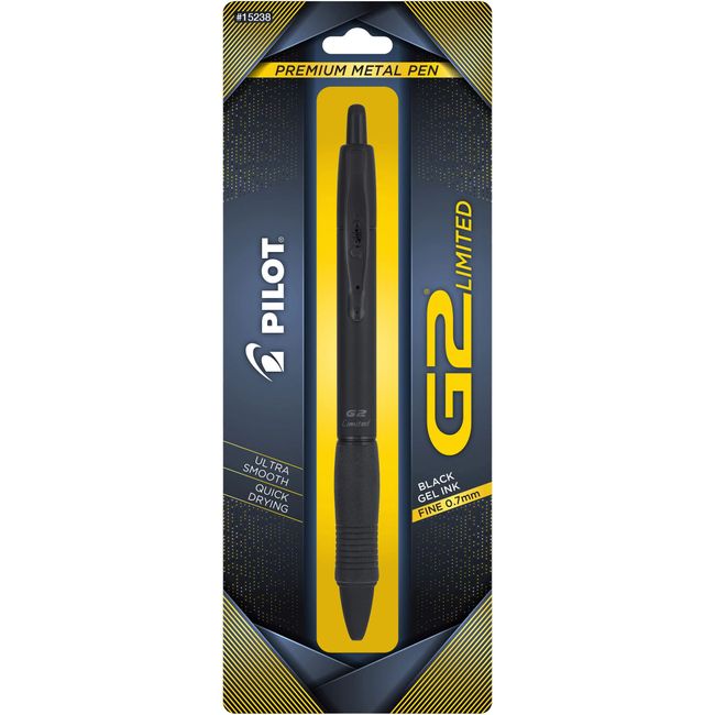 Pilot, G2 Limited Premium Gel Roller Pen, Fine Point 0.7 mm, Matte Black Barrel, Black Ink