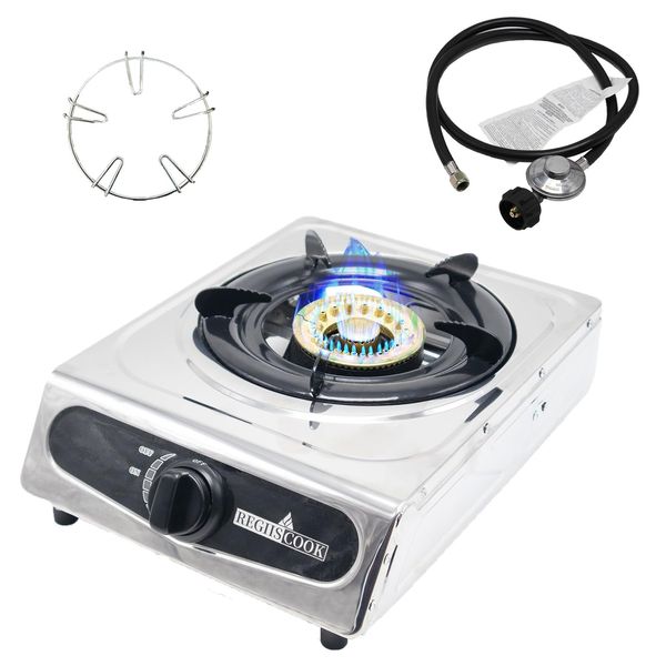 Single Burner Propane Gas Cooktop,Camping Portable LPG Gas Stove, Auto Igniti...
