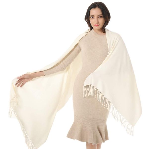 Women's Scarf Pashmina Shawls and Wraps for Evening Dress Wedding Bridesmaid Gift Soft Large Scarves Solid Ivory Color