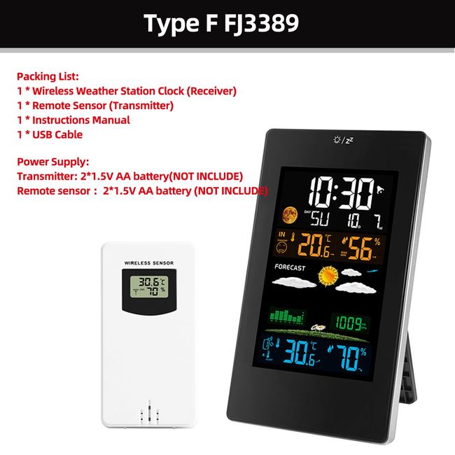 Thermometer Digital Weather Station Wireless Sensor Window Wall Mounted  Livingroom Bedroom Car Temperature Meter Hydrometer Tool