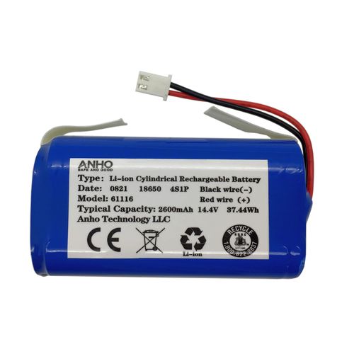 Replacement Shark RVBAT850 Battery for Shark Ion R75, R85, RV850, S87, AV752, AV751, RV761, RV851WV, RV871, RV1000S Robot Vacuum cleaners, 2600mAh, 14.4v/14.8v (Attention: 2-Prong connector)