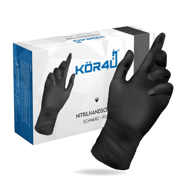 kör4u Nitrilhandschuhe, 100 Stück, puderfrei, latexfrei, Einweghandschuhe, Einmalhandschuhe, Lebensmittelhandschuhe