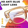 Square Blue Light Blocking Glasses Anti Glare Computer Brown Frame Eyeglasses