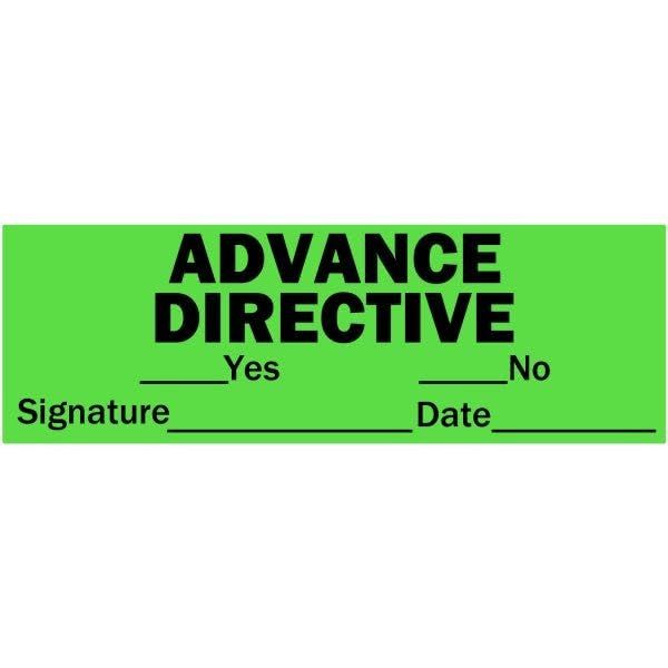 LabelValue.com | Advance Directive Medical Labels Fluorescent Green 2x1" 500 Labels Per Roll