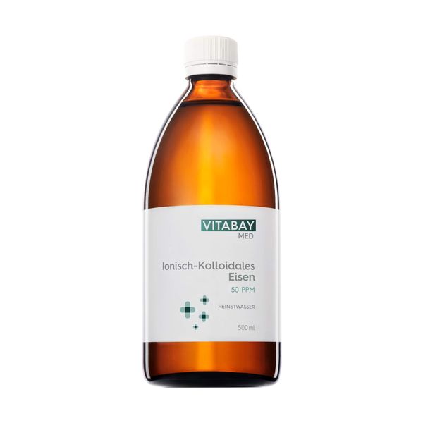 Vitabay Kolloidales Eisen 50 PPM • 500 ml • Hochdosiert • Reinheitsstufe 99,99% • Braunglasflasche