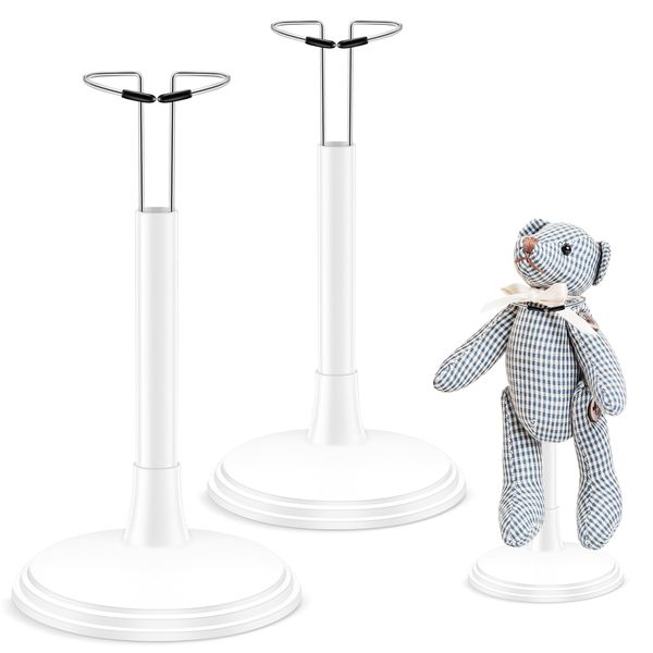 Gadpiparty 2Pcs Doll Support Stand Holder Portable Figures Doll Bear Toy Adjustable Organizer Display Rack Bracket Doll Holder Frame Rack Dolls Accessories (14-20cm, White)