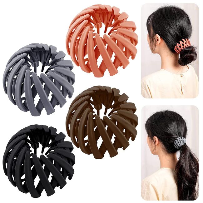 XIXKOLYU 4 Stück Haarspangen für Damen, Vintage Vogelnest Haarklammern Große Haarclips Haargreifer Haar Accessoire Haarschmuck für Mädchen Damen, Einfarbig