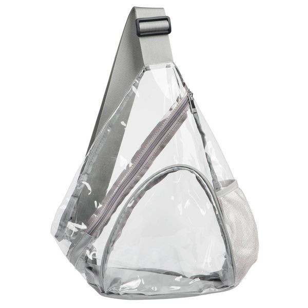 HULISEN Clear Sling Bag, Clear Bag Stadium Approved, Transparent Shoulder Crossbody Backpack Chest Casual Daypack