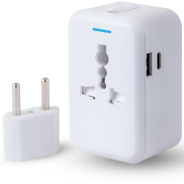 Calches Overseas Conversion Plug Worldwide [METI Approved] Outlet, C Type SE, Multi-Conversion Plug, 2 USB Ports (White)