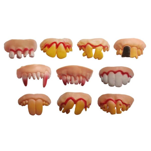 LIOOBO Ugly Fake Teeth Costume Party Funny Wacky Artificial Teeth False Teeth Prop Toy for Halloween 5 pcs (Random Shape)