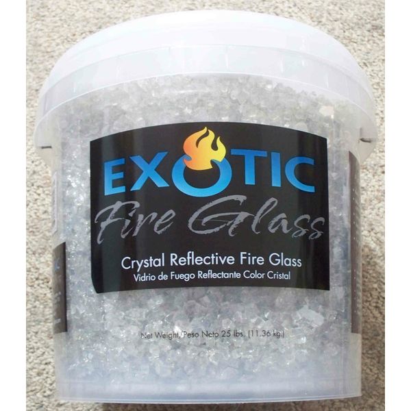 25 Lbs Exotic 1/4" Crystal Reflective Fire Glass-Gas Fireplace/Gas Fire Pit