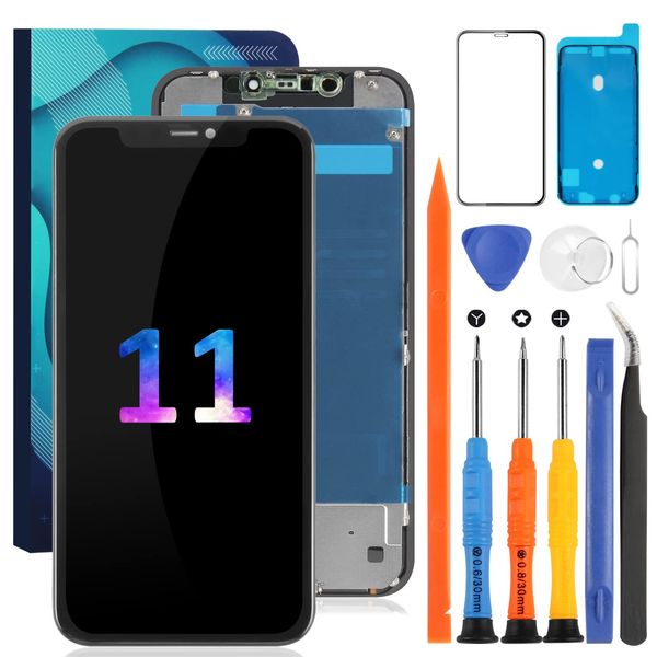 For iPhone 11 Screen Replacement For iPhone 11 LCD Display Touch A2111 Screen Replacement Sensor A2223 Digitizer For iPhone A2221 Screen Assembly Kits (Incell,Black)