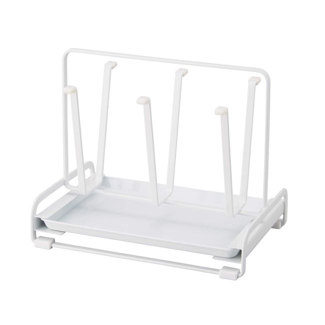 Tenma Drainer Stand for Glasses, Rust-Resistant Design, Scratch-Resistant Design, Includes Removable Tray, Kitchen, Glass Stand, White, Approx. 9.1 x 6.7 x 7.5 inches (23 x 17 x 19 cm)