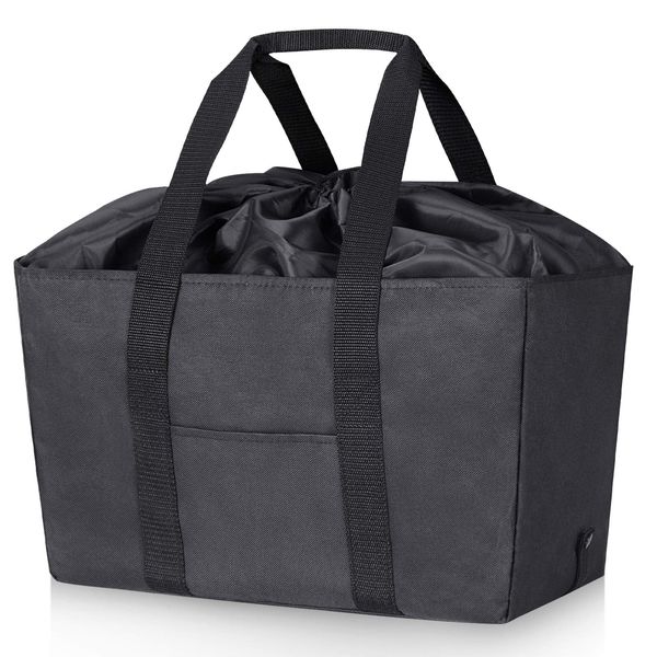 LHZK Eco Bag, Folding Cooler Bag, Large Capacity, Eco Bag, Shopping Bag, Durable, Reusable Shopping Bag, black01