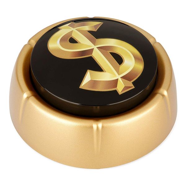 Cash Register Sound Button | Makes Extra Loud Cha-Ching Money Noise | Shiny Gold Color Bling Base | Funny Easy Dollar Sign Gift | Office Desk Item For Sales And Entrepreneurs Nut BATTERIES INCLUDED