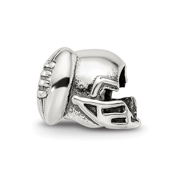 Solid 925 Sterling Silver Reflections Football Helmet Bead (9.1mm x 7.3mm)