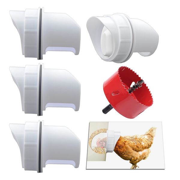 DIY Chicken Feeder Rain Proof Poultry Feeder Port Gravity Feed Kit for Buckets, Barrels, Bins, Troughs