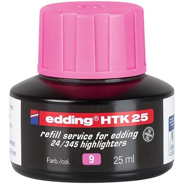 Edding Htk 25 Refill Ink - Pink - 25 Ml - With Capillary System, Ideal For Clean And Uncomplicated Refilling Of Edding Highlighters E-345 And E-24