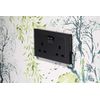 Retrotouch Crystal, Double Plug Socket, Switched, Black Glass, 13A