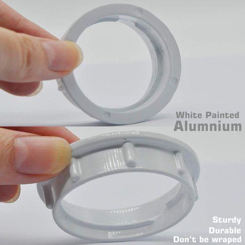 Light Socket Shade Rings,Aluminum Threaded Socket Ring for Medium Base E26 Sockets,Retaining Rings for Glass Lamp Shades/Light Fixtures (4-Pack White Color/for Thread Diameter 1-1/2 Inches)