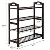 Coffee 12 Batten 4 Tiers Bamboo Easy Simple Assembly Shoe Rack