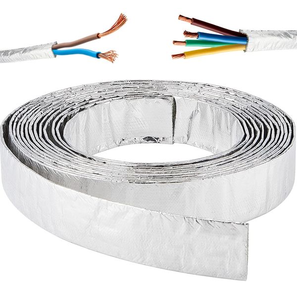 Aluminized Heat Sheath Aluminized Heat Wire Wrap Shield Sleeve ID 18 feet Adjustable Silver Heat Shield Plug Wire Heat Shield Roll for Car Wire Heat Shield Line Cable (1/2 inch)