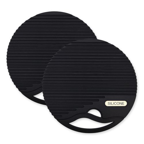 Kyododoya Pot Trivet Heat Resistant Silicone Round Multi-purpose Mat Plastic Wooden Trivet Protection Cup Sheet Black Bottle Opener Pot Holder Anti-Slip Waterproof Mat Insulated, Easy Cleaning,