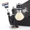 5 Edge Compatible Razor, White Badger Brush, Stand Classic Men Shaving