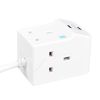 Masterplug Three Socket Compact Extension Lead with Two USB Charging Ports, 2 Metre Cable, White