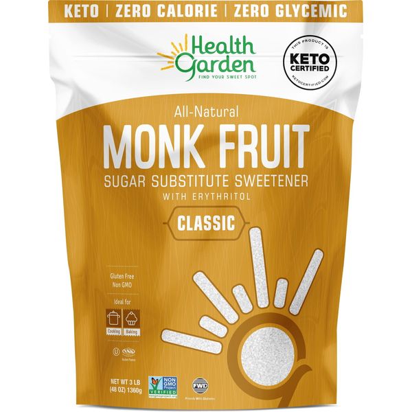 Keto Certified, All Natural Monk Fruit Sugar Substitute Sweetener