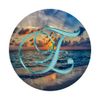 E Teal Beach Ocean Waves Sand Sunset Monogram Initial Letter PopSockets Swappable PopGrip