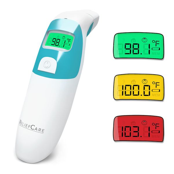 Relief Care Digital Forehead and Ear Thermometer for Adults, Infants, Children - Dual Mode, Infrared Thermometer with Fever Alarm - Accurate Quick Read Digital Thermometer for Adults and Kids