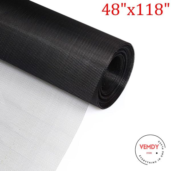 Window Screen Replacement Mesh Roll Adjustable for Patio Sliding Doors 48"x118"