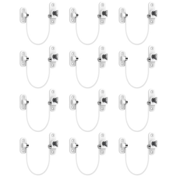 HOMGEN Window Locks Popular 12pcs Window Restrictor for UPVC Window Open Restrictors Chilid Safety Multipack Window Locks with Screws &Keys Perfect for UPVC, Wooden Windows
