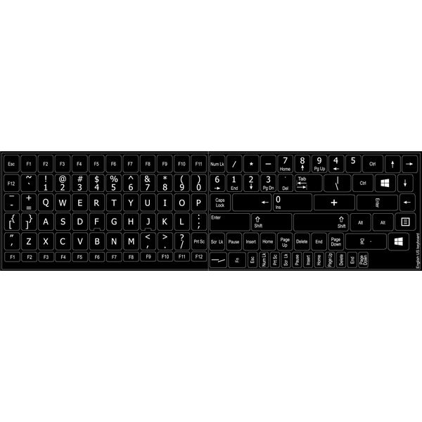 Replacement English US Keyboard Stickers ON Black Background
