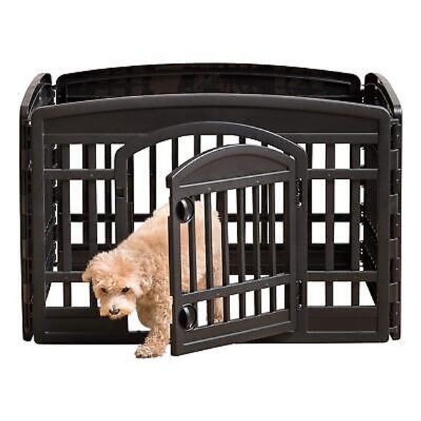 USA Dog Playpen, 4-Panel 24 Pet Playpen with Door, Puppy Playpen, Indoor/Outd...