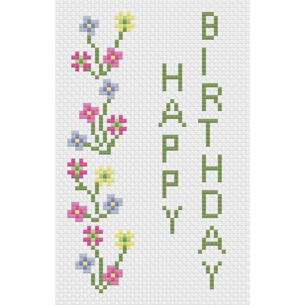 Florashell Spring Flowers Birthday Cross Stitch Card Kit