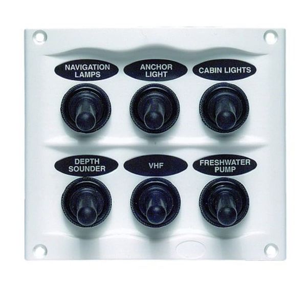 BEP 900-6WPW Splash Proof Panel - 6 Way - White