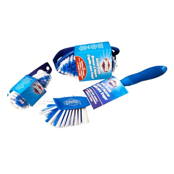 JAVEX 3 Piece All Purpose Scrub Brush Brushes Lot Nylon Blue White Clean