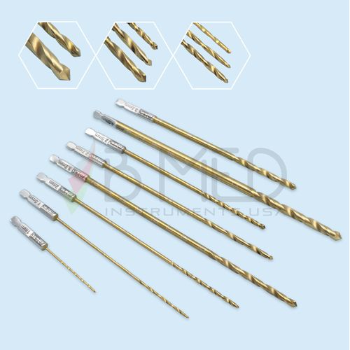 Orthopedic Bone Drill Bits Set Titanium Coated Quick Connect Quick Coupling