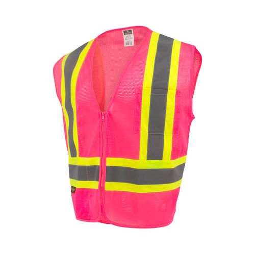 Radians SV22-1 Economy Type O Class 1 Safety Vest Size Large, Pink Mesh with Contrasting Tape - 1 Each