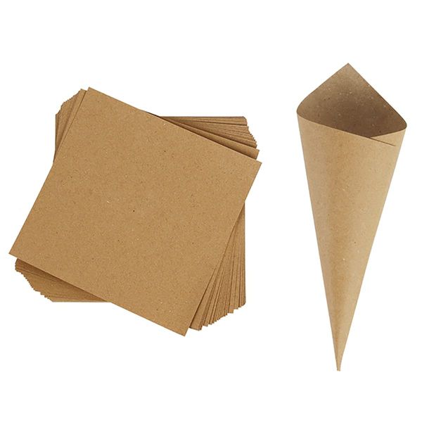 homeemoh 30 Pcs Kraft Paper Confetti Cones, 17x17cm(6.69x6.69inch) Wedding Confetti Cones