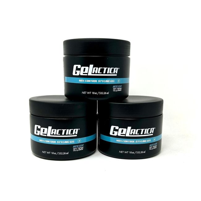 3X GELACTICA GEL 18 oz Hair Gel for Men - Organic Ingredients - Water Base