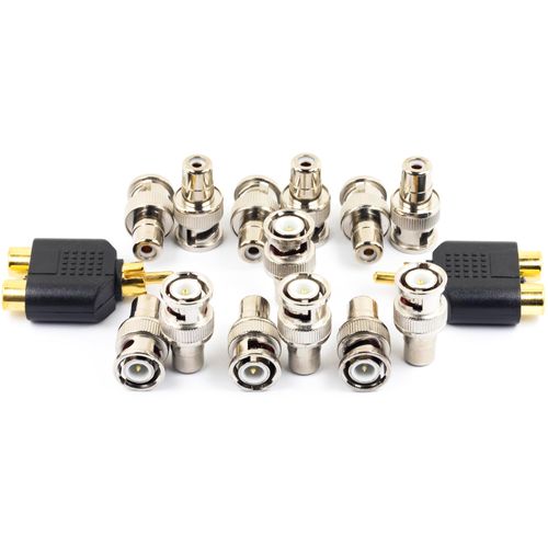 naughtystarts BNC Male to RCA Female Adapter Converter Connector for CCTV Security Camera and 2in1 RCA for Audio Connector (15pcs in Pack)