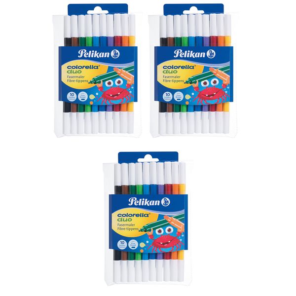 3er Pack Pelikan, 10 Fasermaler Colorella Duo