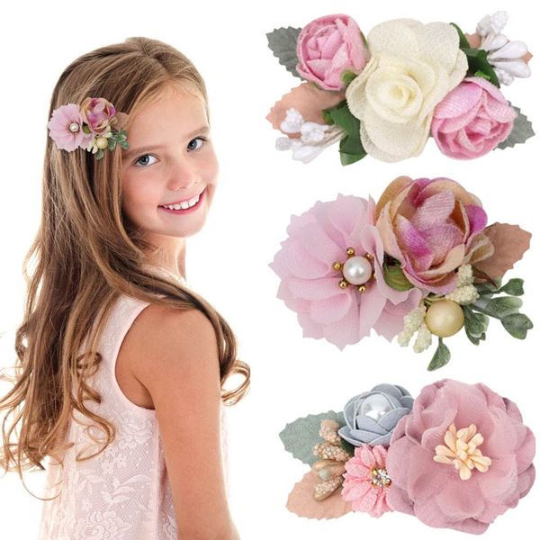 3PCS Artificial head flower hair clips floral Barrettes Hair Bow Accessories for women Girl Toddles Teen Holiday Gifts