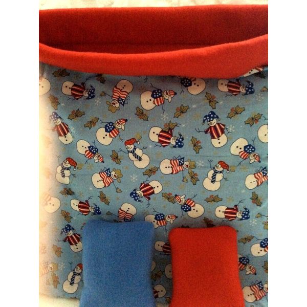 "SNOWMEN" Ferret/Hedgehog/Sugar Glider Pet Bed Cuddle Sleeping Bag/Sack 15x13”